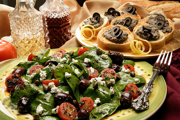 Provencal Spinach Salad w Olive Tapenade
